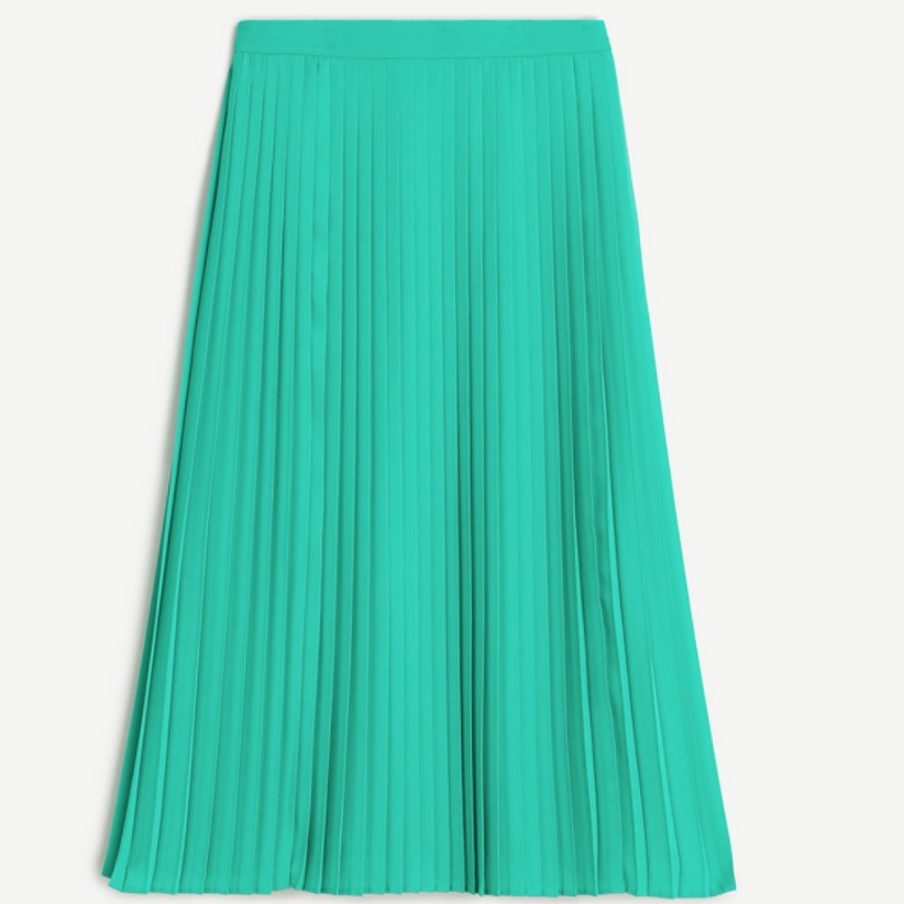 J. Crew Emerald Green Pleated Skirt NWT